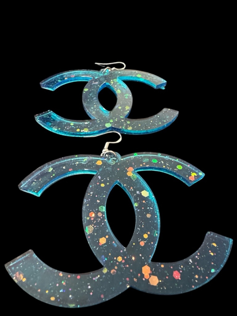 Streetwear Sparkle CC Fashion Dangle Earrings